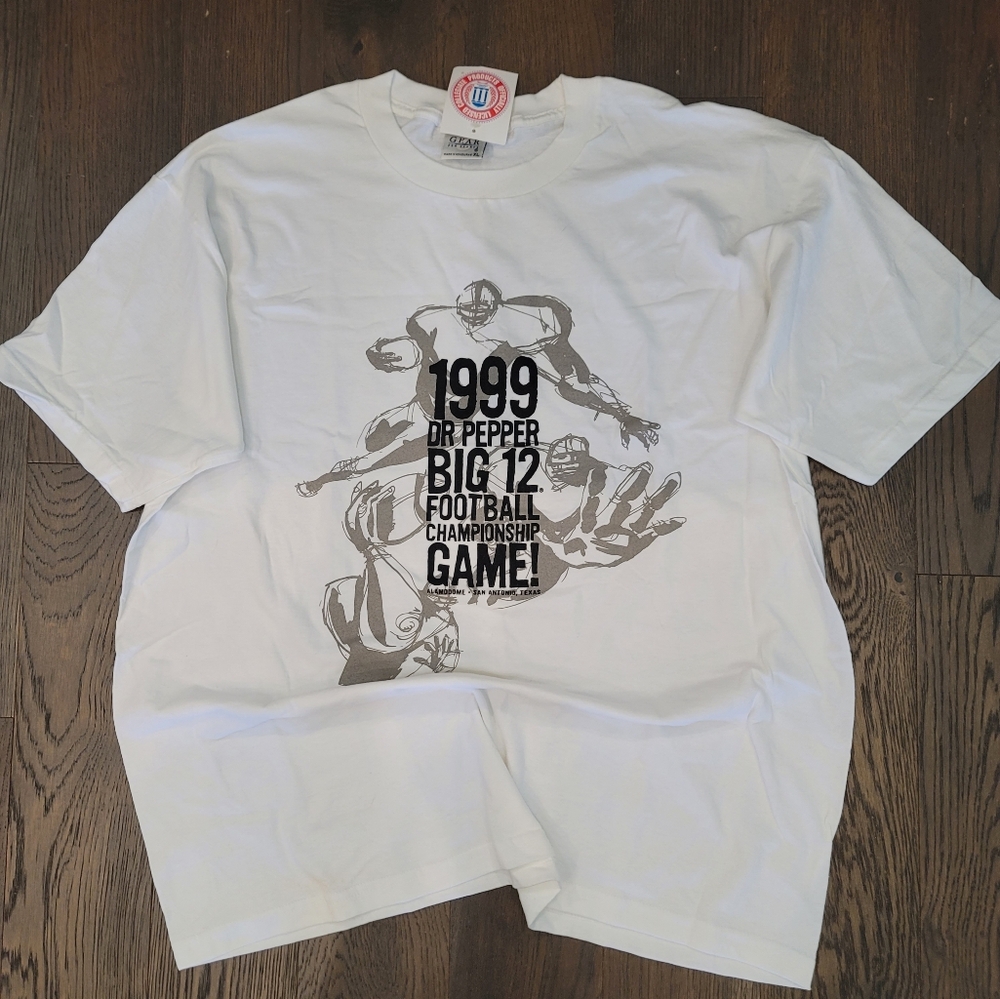 1999 DR PEPPER Big 12 Football Championship Game White T-Shirt Men's XL New